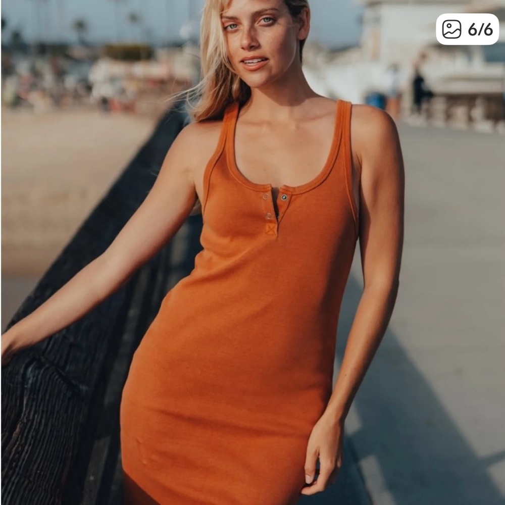 The Normal Brand Two-Button Henley Stage Midi Dress